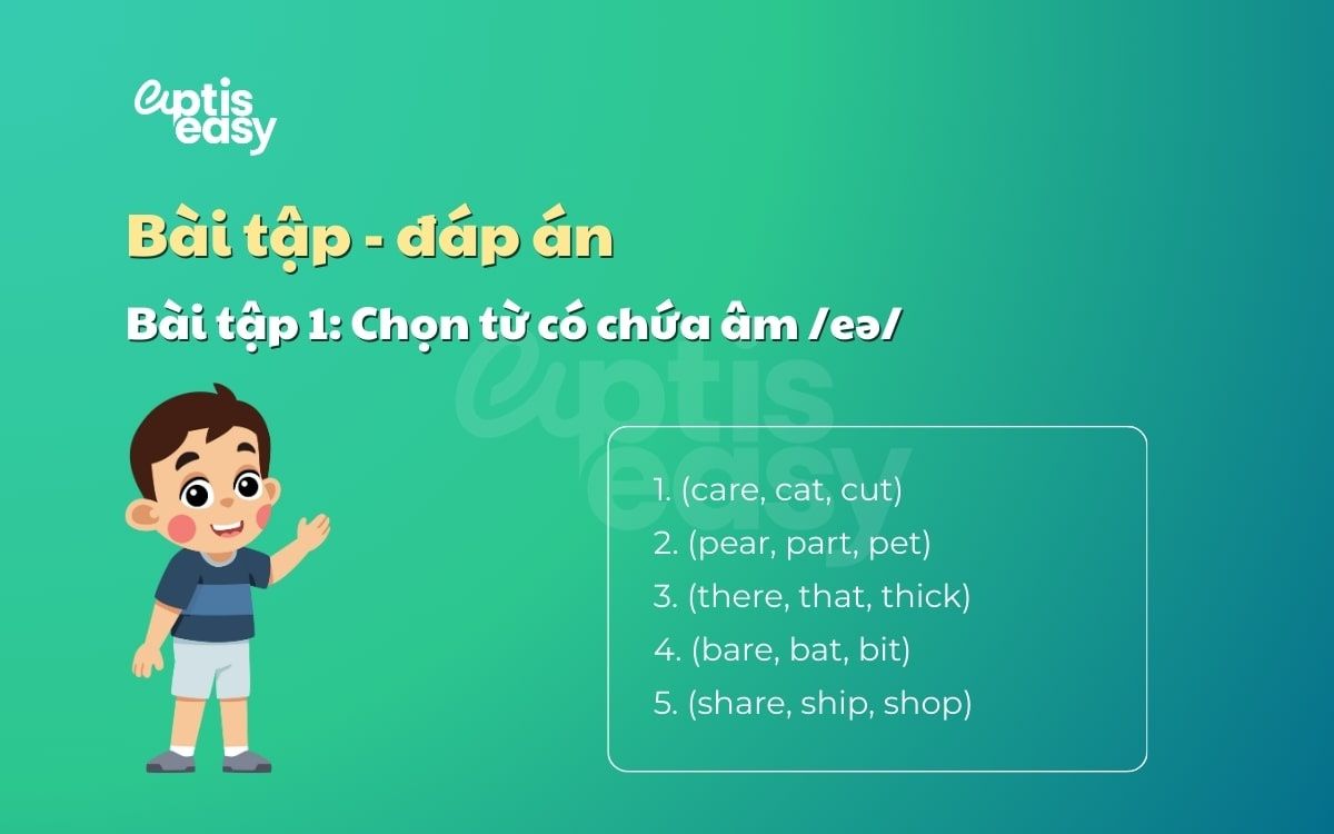 Bài tập 1 về phát âm nguyên âm đôi