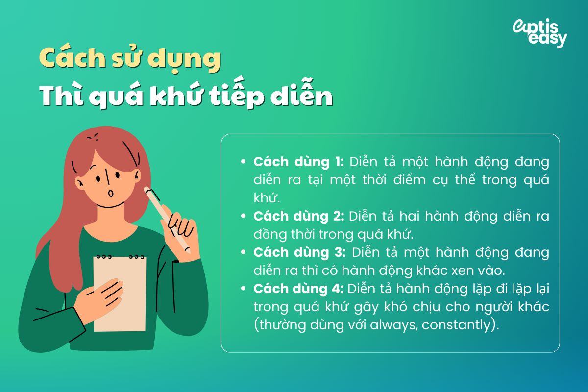Cách sử dụng thì quá khứ tiếp diễn&nbsp;