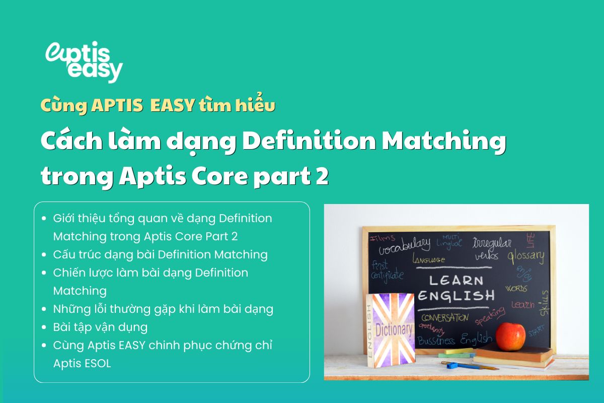Cách làm dạng Definition Matching trong Aptis Vocabulary
