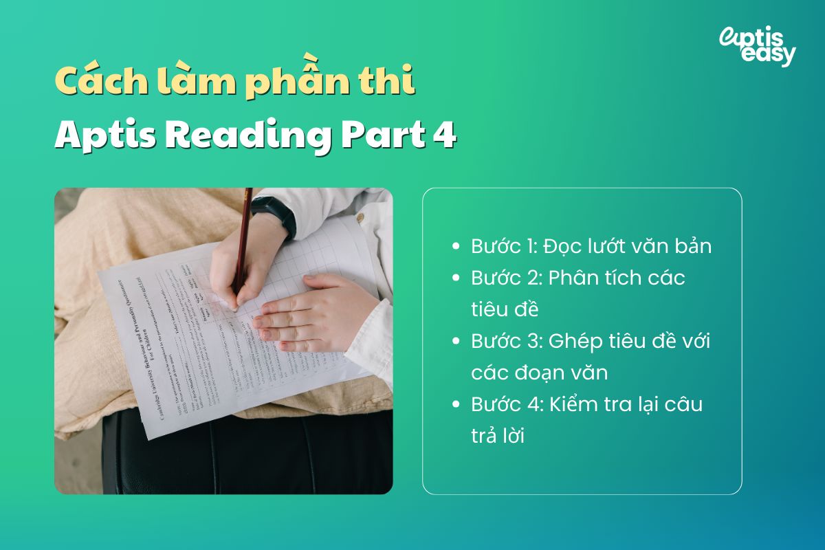 Cách làm bài Aptis Reading Part 4 hiệu quả