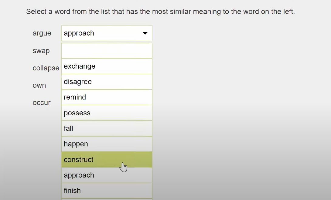 Dạng bài Synonym Matching trong Aptis Vocabulary