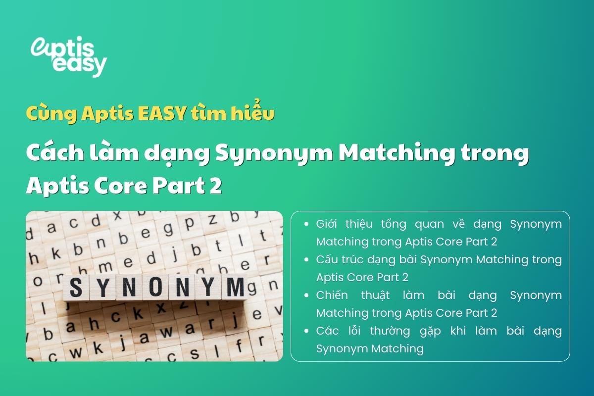 Cách làm dạng Synonym Matching trong Aptis Vocabulary