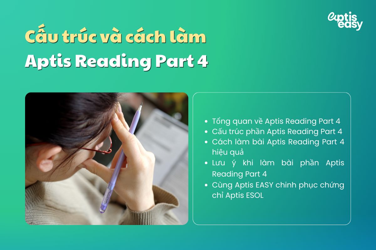 Cấu trúc và cách làm bài thi Aptis Reading Part 4