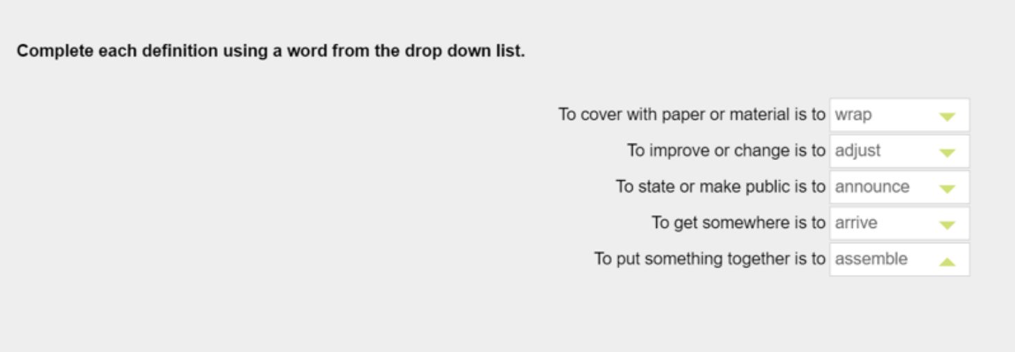 Nối từ với định nghĩa trong Aptis Vocabulary (Nguồn: britishcouncil)