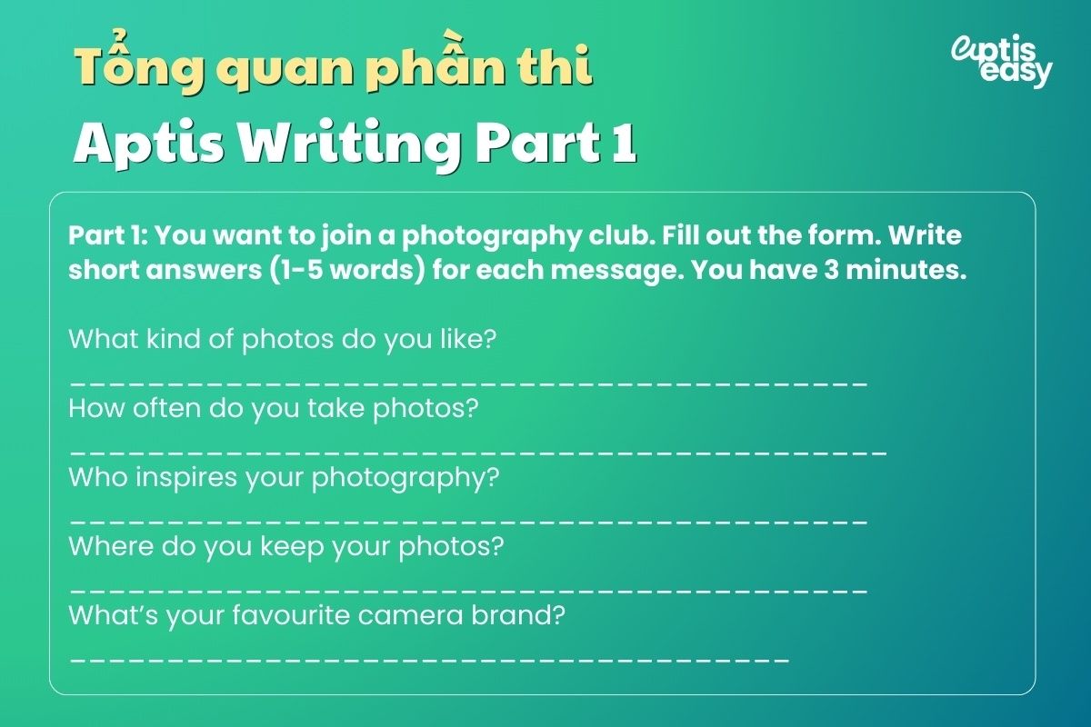 Tổng quan Aptis Writing Part 1