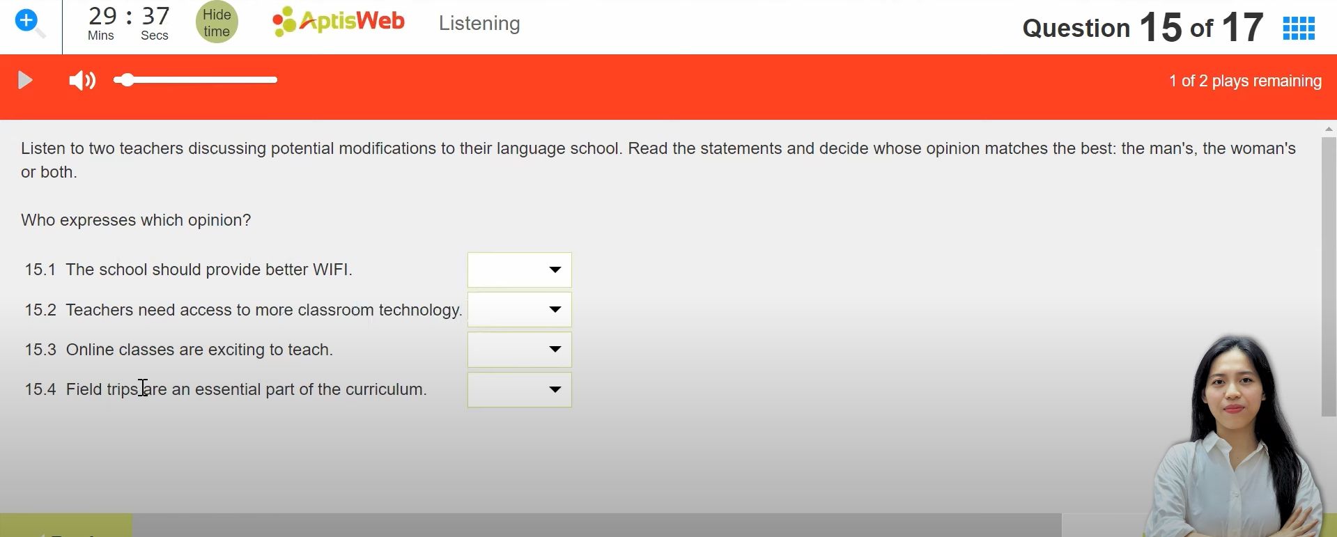 Phần thi Aptis Listening Part 3 (Opinion matching)