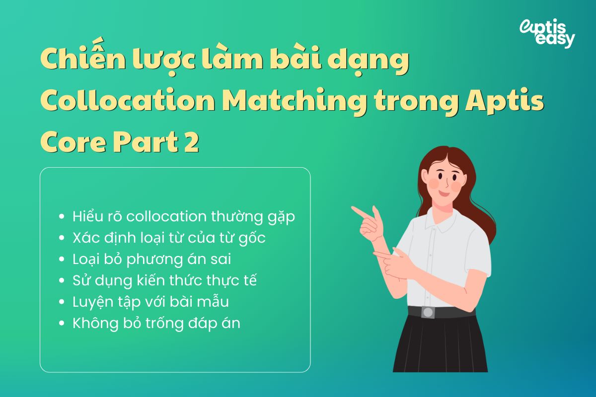 Chiến lược làm bài dạng Collocation Matching trong Aptis Core Part 2