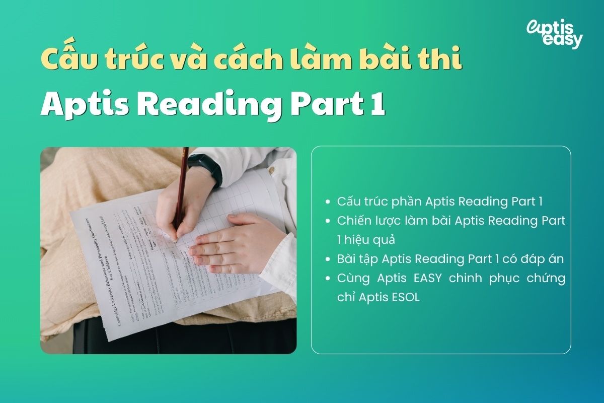 Cấu trúc và cách làm bài thi Aptis Reading Part 1