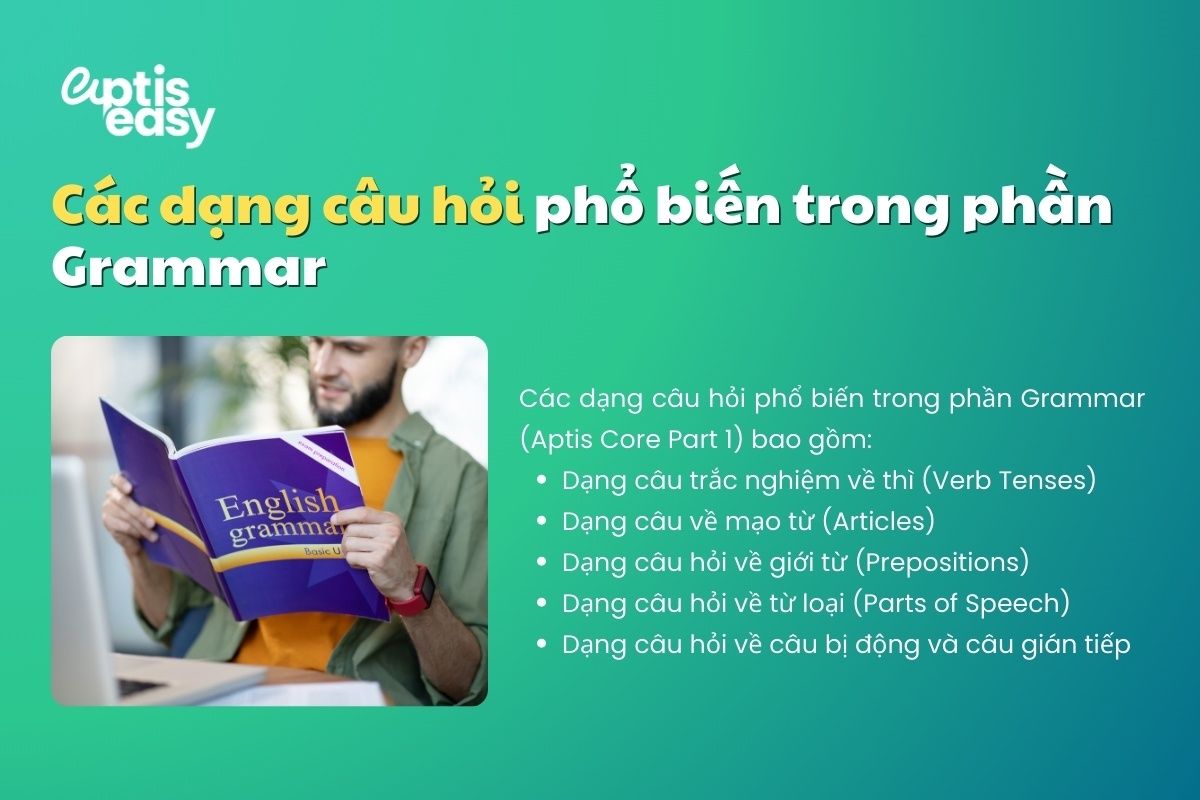 Các dạng bài phổ biến trong phần Aptis Grammar
