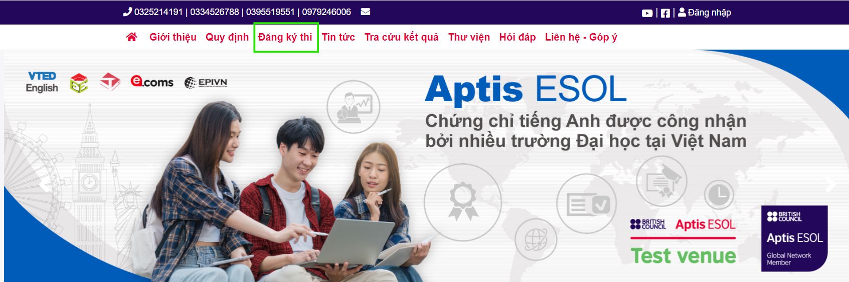 Bước 1: Đăng ký thi Aptis trên website