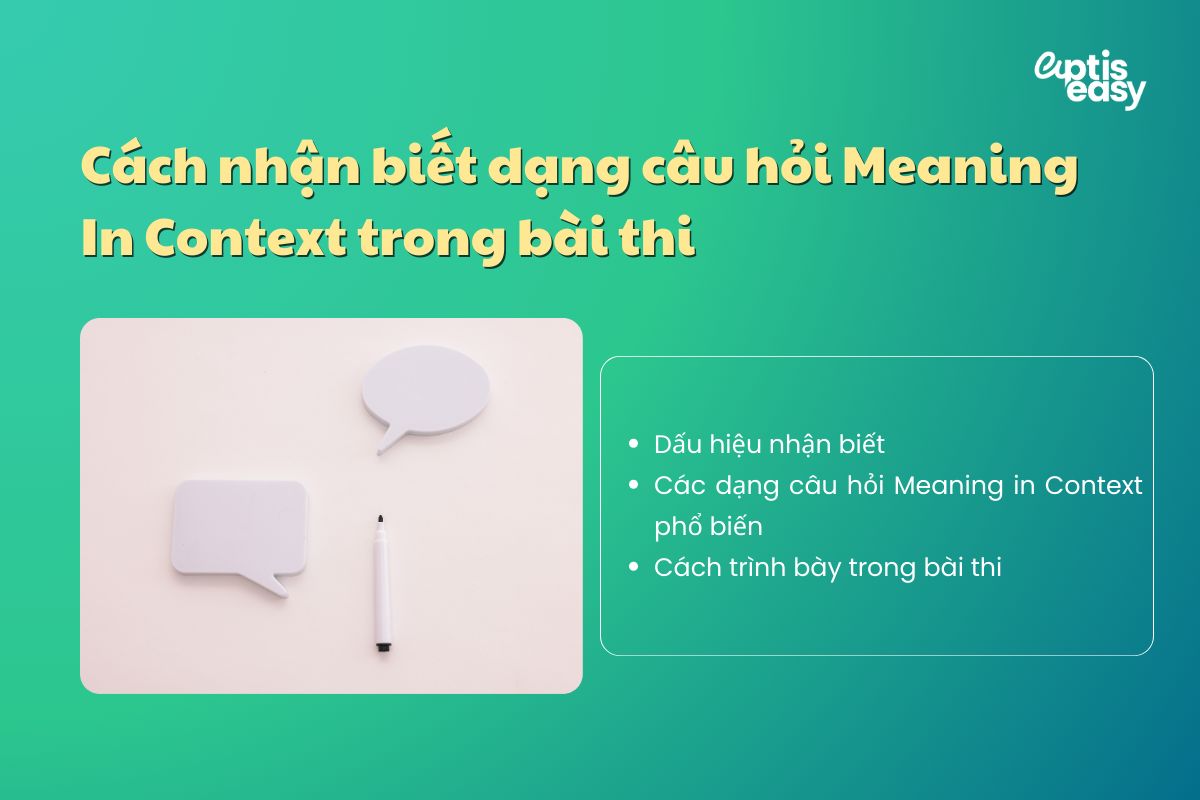 Cách nhận biết dạng câu hỏi Meaning In Context trong bài thi
