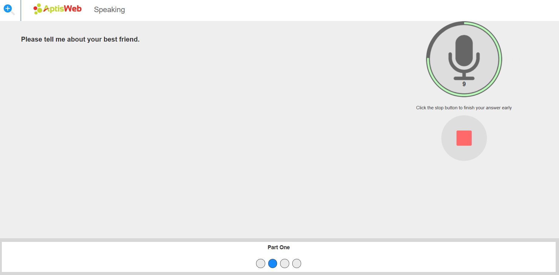 Giao diện phần thi Aptis Speaking part 1