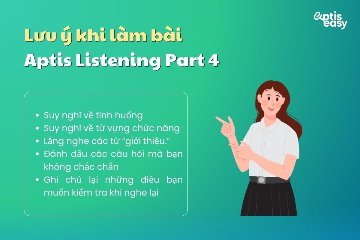 Lưu ý khi làm bài Aptis Listening Part 4
